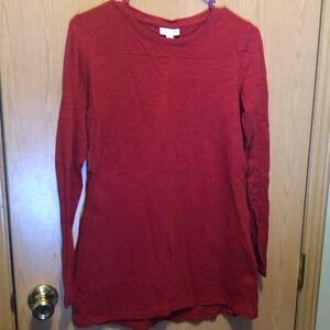 J Jill size XS red long sleeve front pockets cotton tunic red
